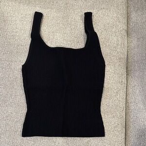 Babaton Black Ribbed Square-Neck Tank - Women